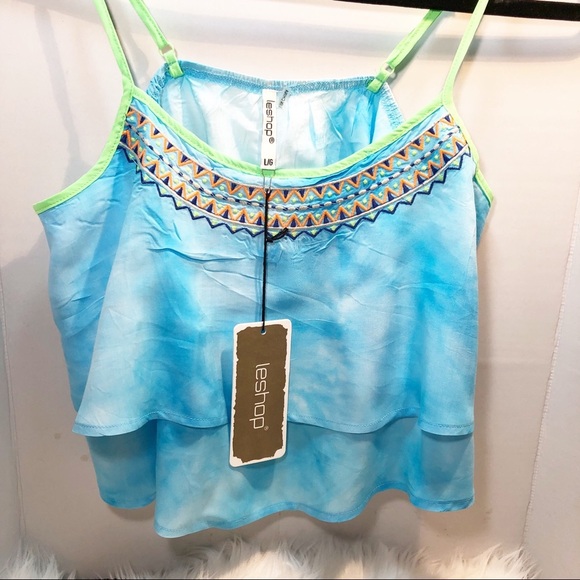 Leshop Blue Spaghetti Strap Cami Top NWT - Picture 3 of 6